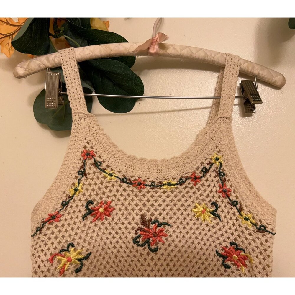 Rebellion Again/Coquette Crochet Tank Boho Size Medium - Picture 3 of 9